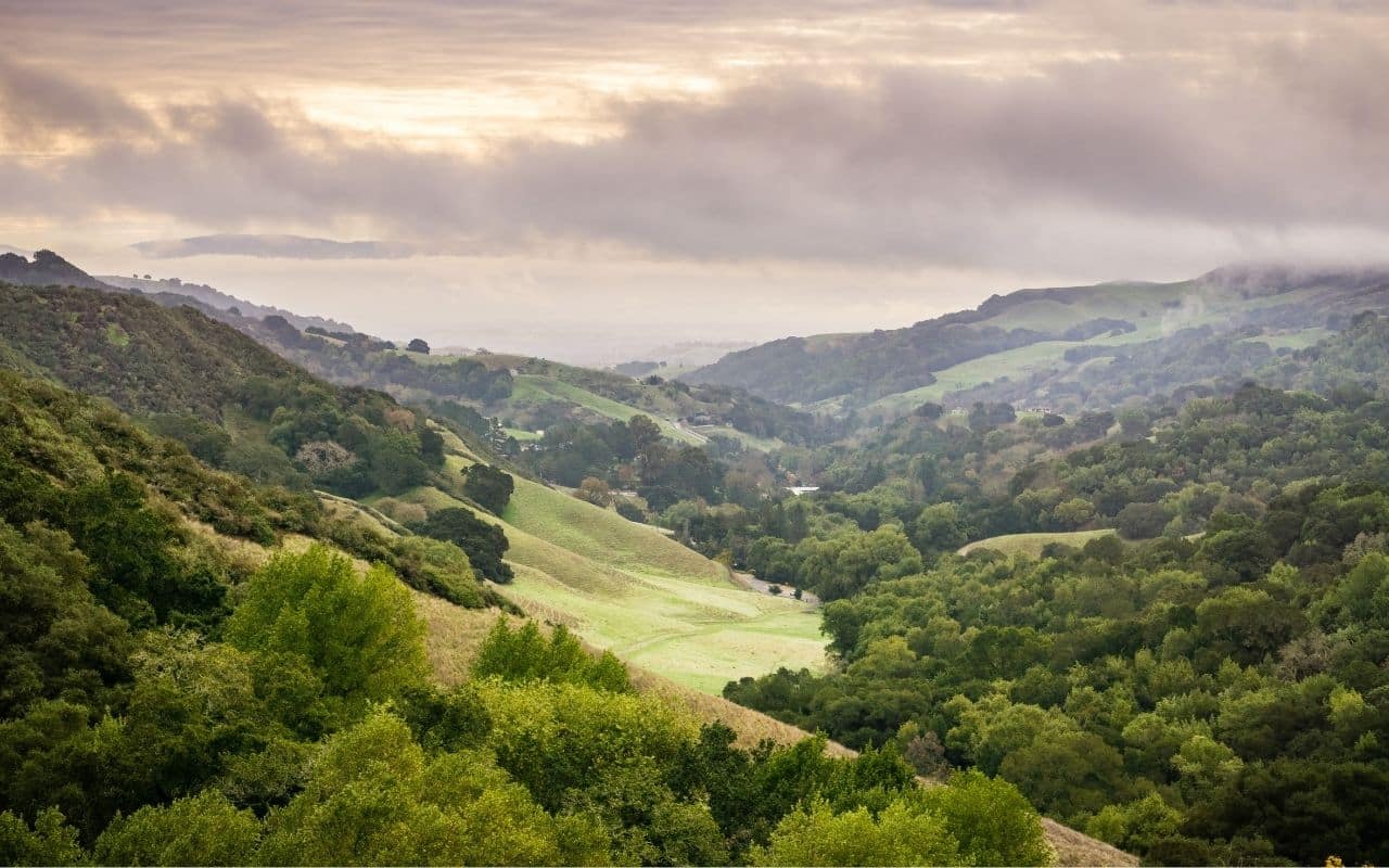 An expansive, serene valley seen from a distance, representing stepping back from the hyper-focus of bigorexia nervosa