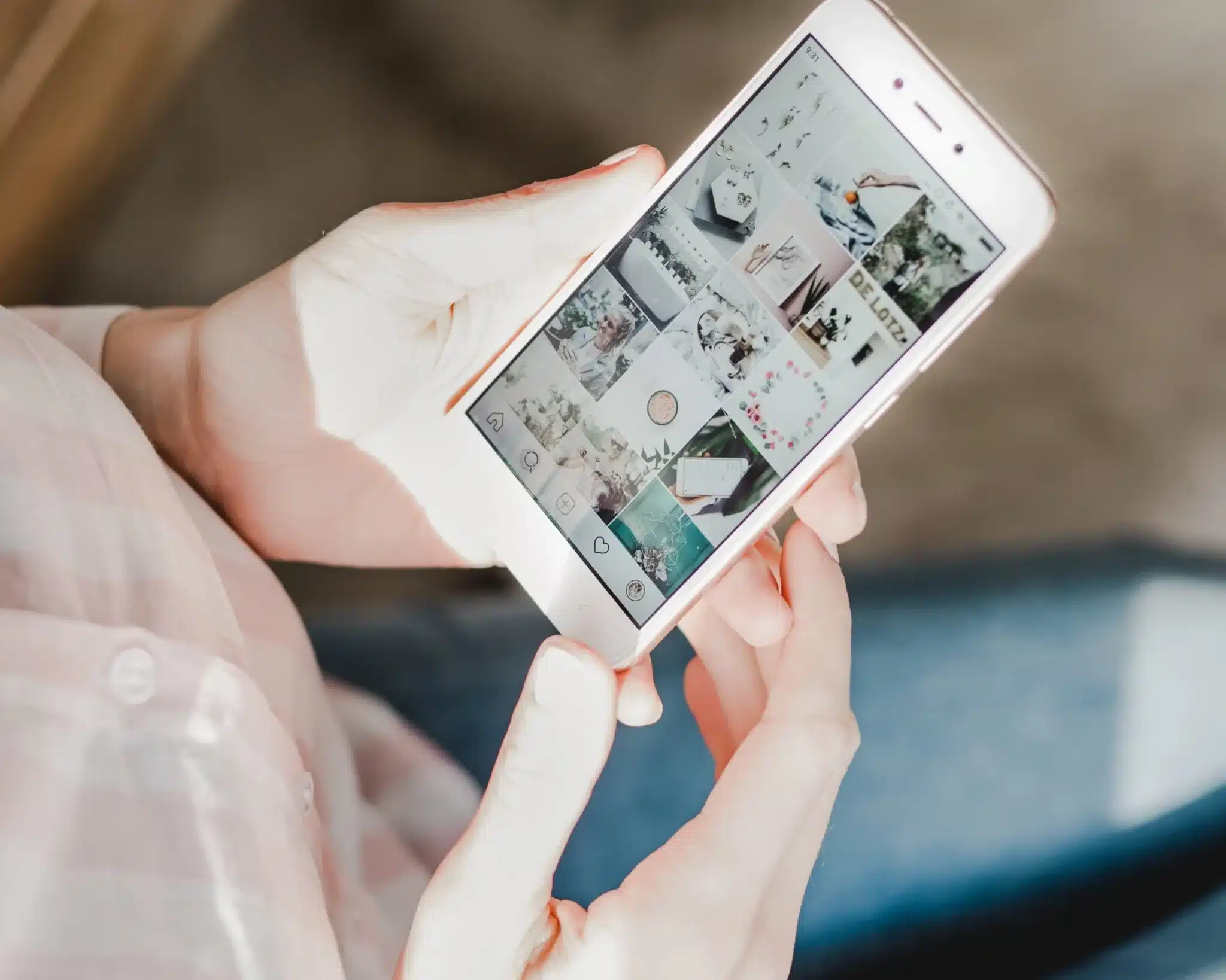 social media and eating disorders link shown as person scrolls on instagram